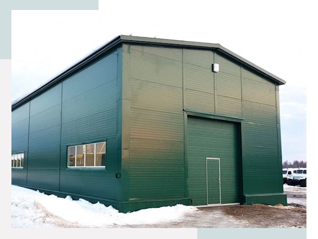 Двускатные ангары в Гатчине